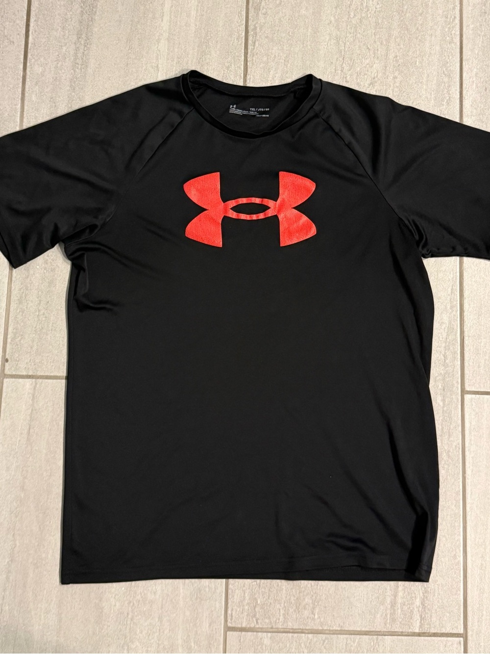 Under Armour Black Short-Sleeve Tee with Red Logo